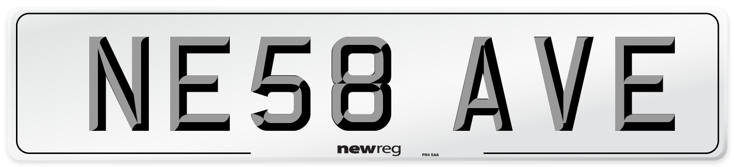 NE58 AVE Front Number Plate
