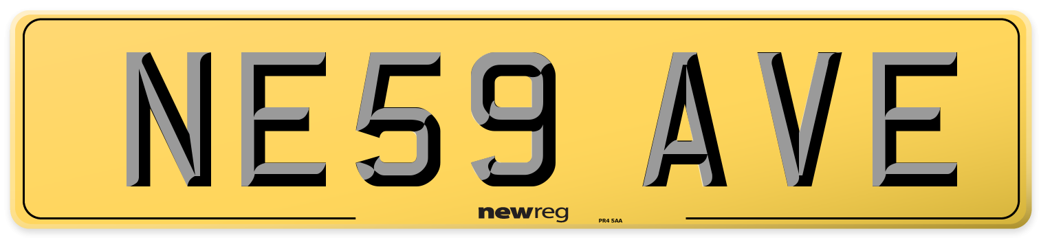 NE59 AVE Rear Number Plate