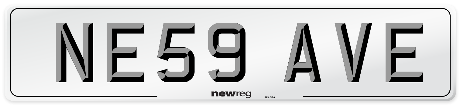NE59 AVE Front Number Plate