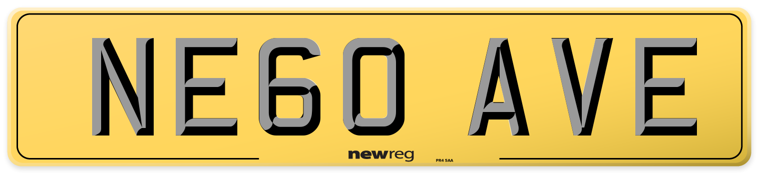 NE60 AVE Rear Number Plate