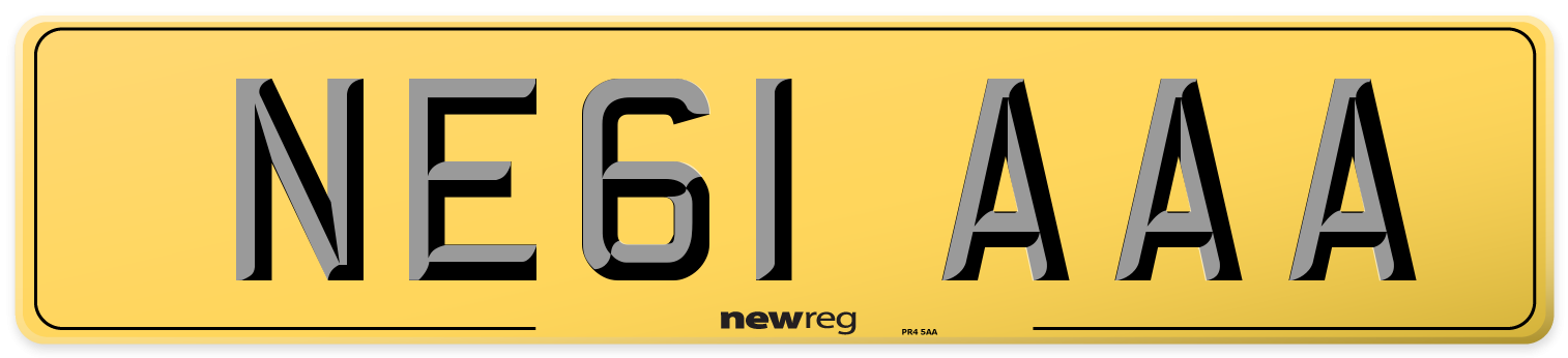 NE61 AAA Rear Number Plate