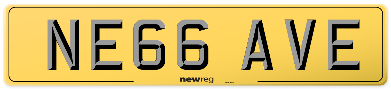 NE66 AVE Rear Number Plate
