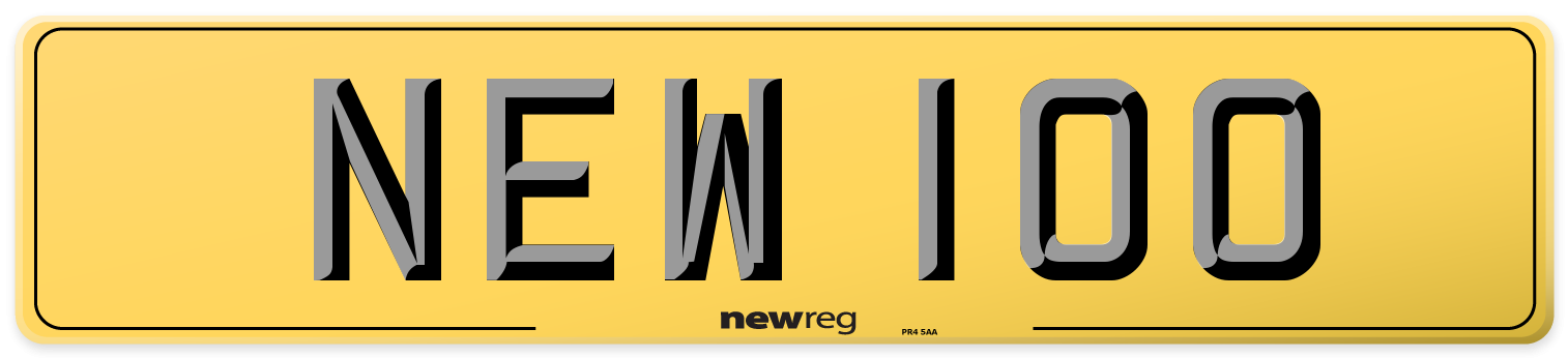 NEW 100 Rear Number Plate