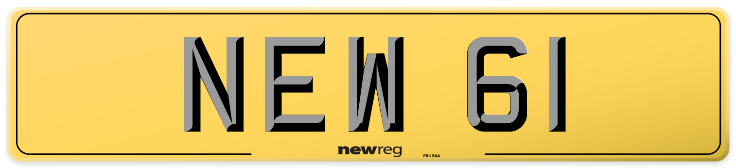 NEW 61 Rear Number Plate