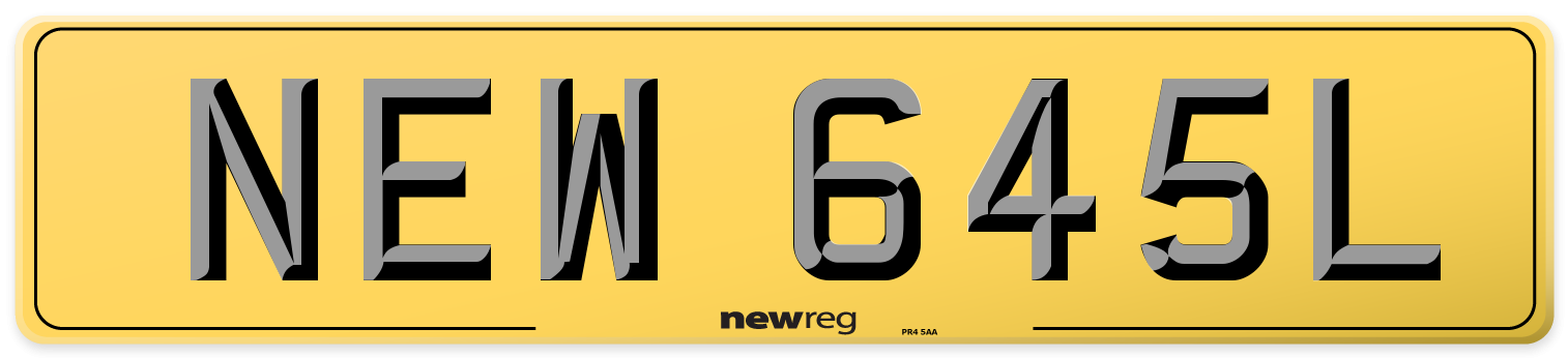 NEW 645L Rear Number Plate