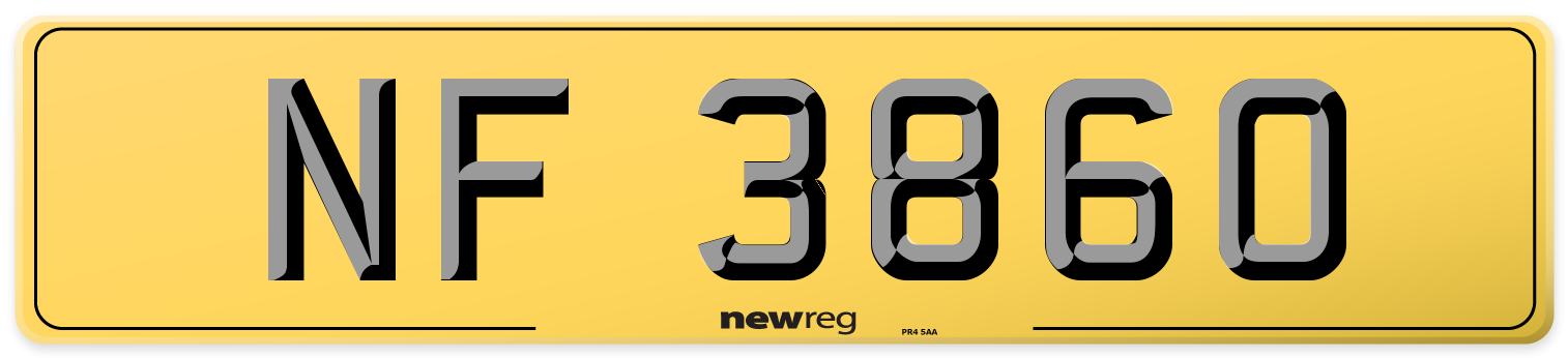 NF 3860 Rear Number Plate
