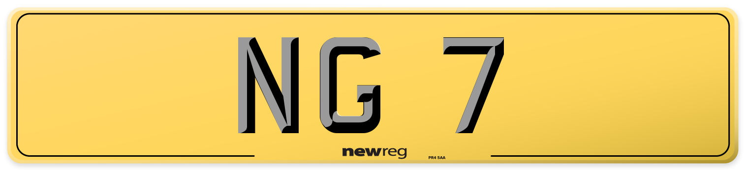 NG 7 Rear Number Plate
