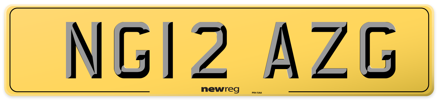 NG12 AZG Rear Number Plate