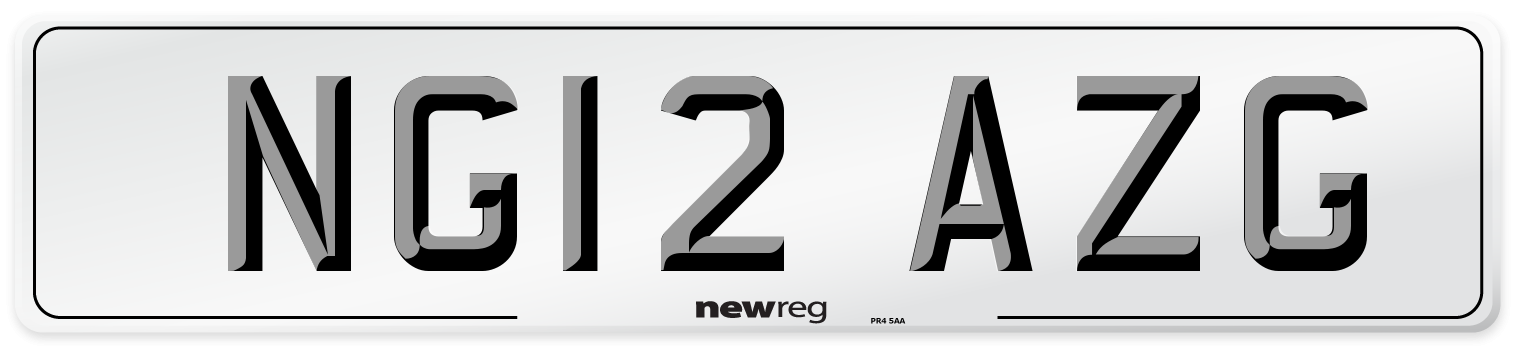 NG12 AZG Front Number Plate