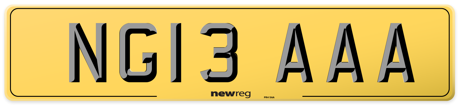 NG13 AAA Rear Number Plate