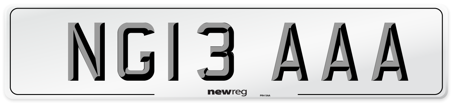 NG13 AAA Front Number Plate