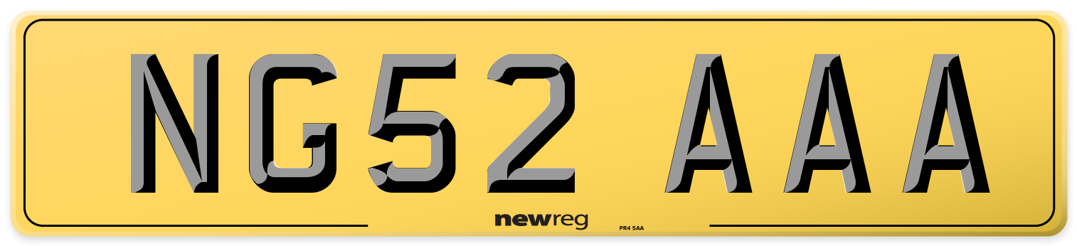 NG52 AAA Rear Number Plate