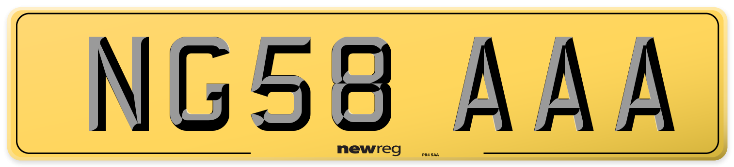 NG58 AAA Rear Number Plate