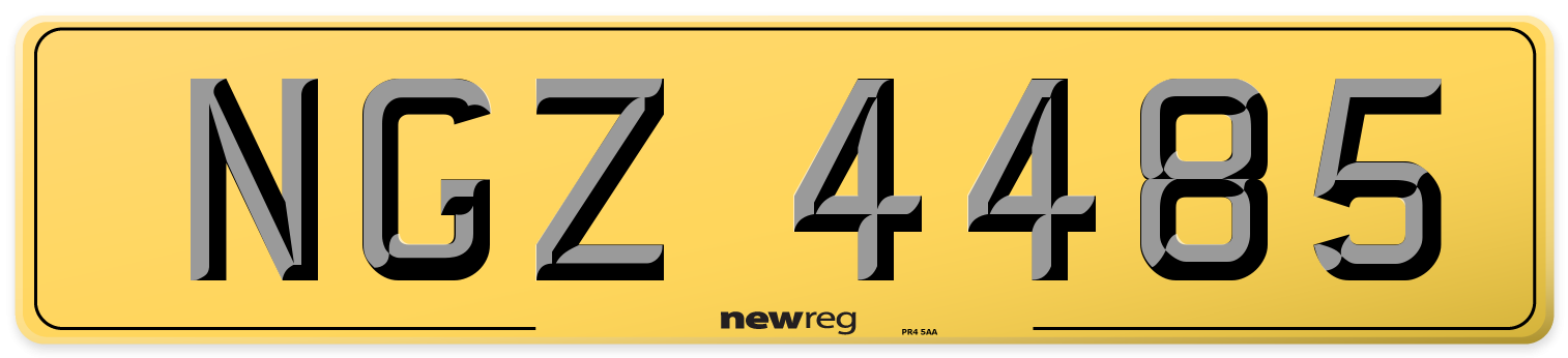 NGZ 4485 Rear Number Plate