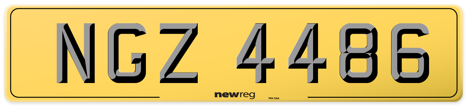 NGZ 4486 Rear Number Plate