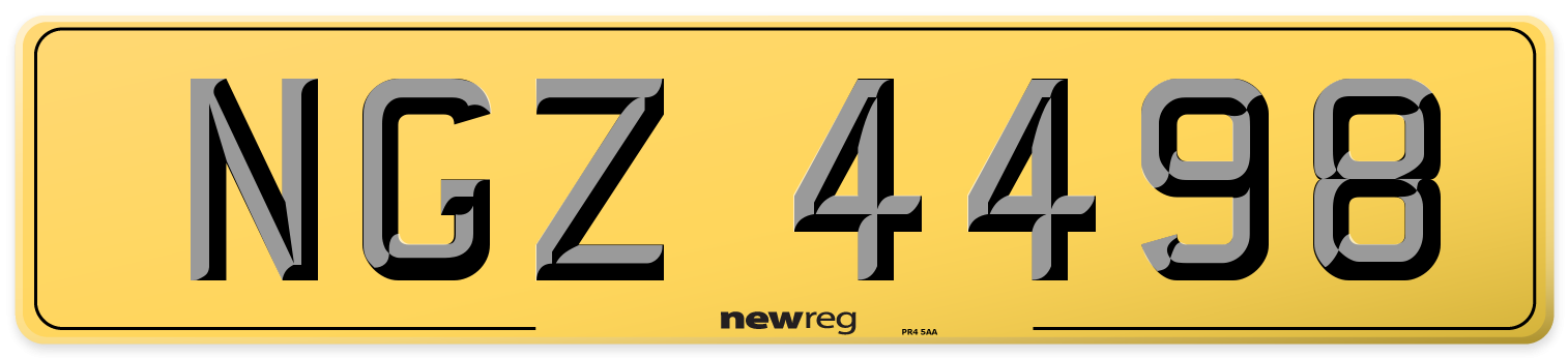 NGZ 4498 Rear Number Plate