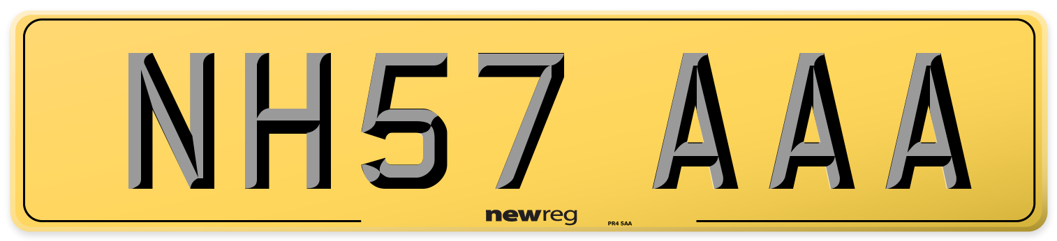 NH57 AAA Rear Number Plate