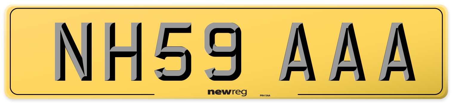NH59 AAA Rear Number Plate