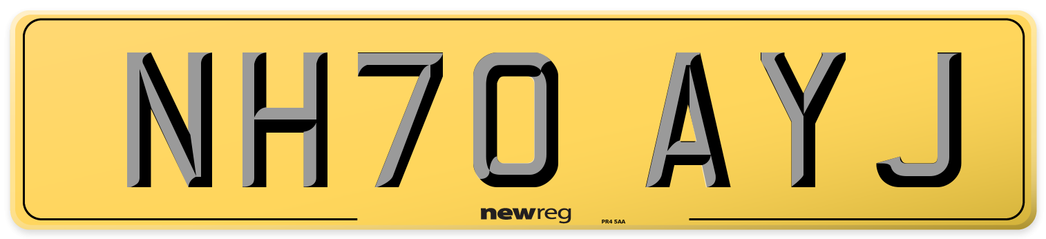 NH70 AYJ Rear Number Plate
