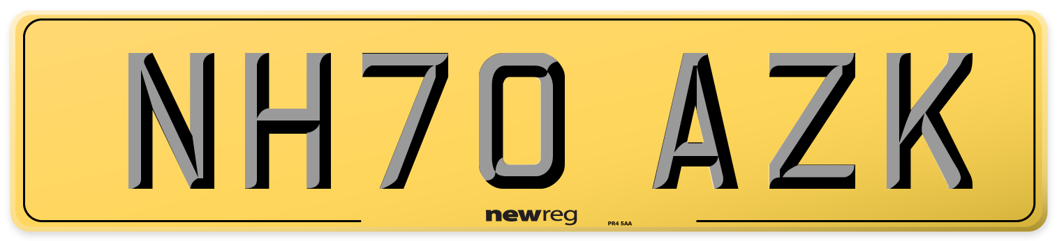 NH70 AZK Rear Number Plate