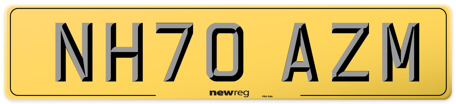 NH70 AZM Rear Number Plate