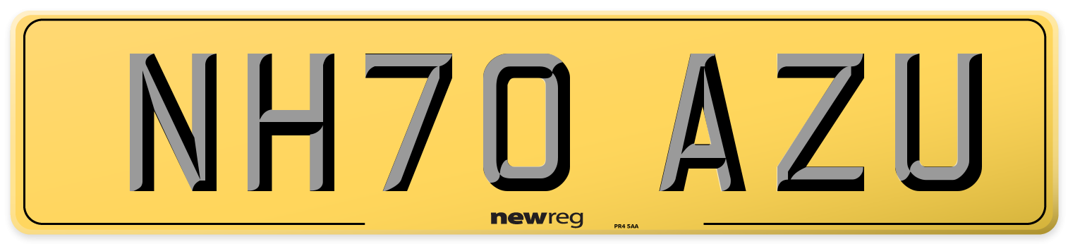 NH70 AZU Rear Number Plate