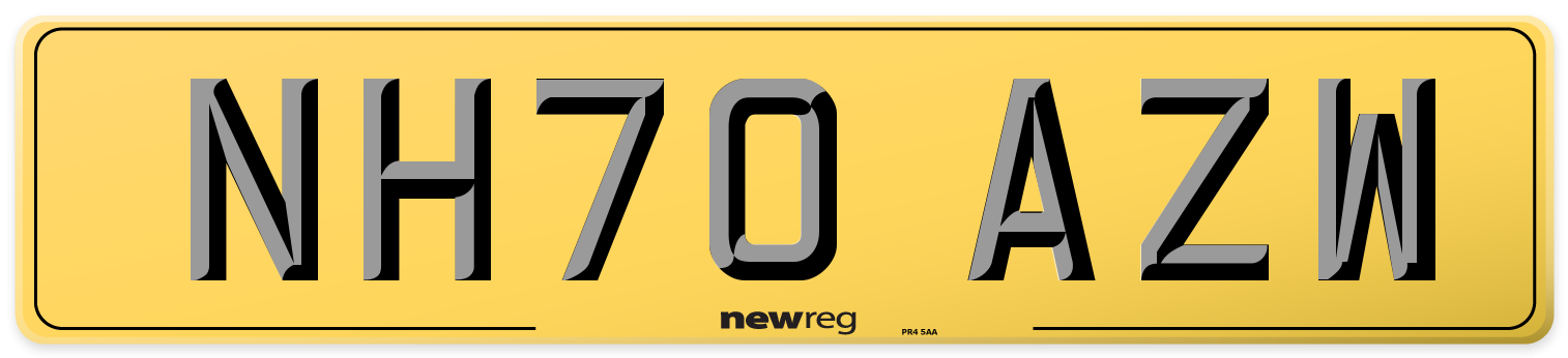 NH70 AZW Rear Number Plate