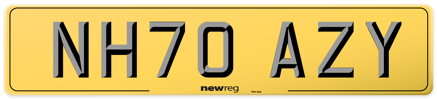 NH70 AZY Rear Number Plate