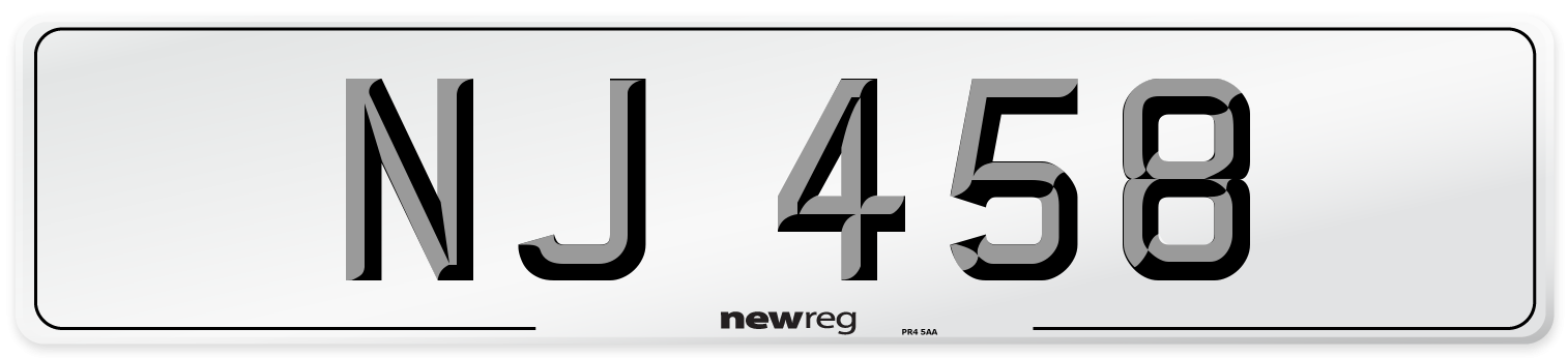 NJ 458 Front Number Plate