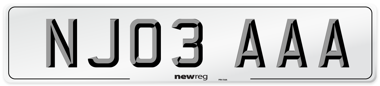 NJ03 AAA Front Number Plate