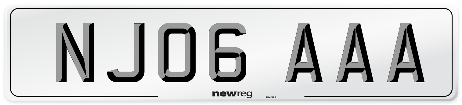 NJ06 AAA Front Number Plate