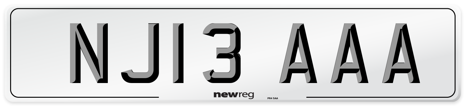 NJ13 AAA Front Number Plate