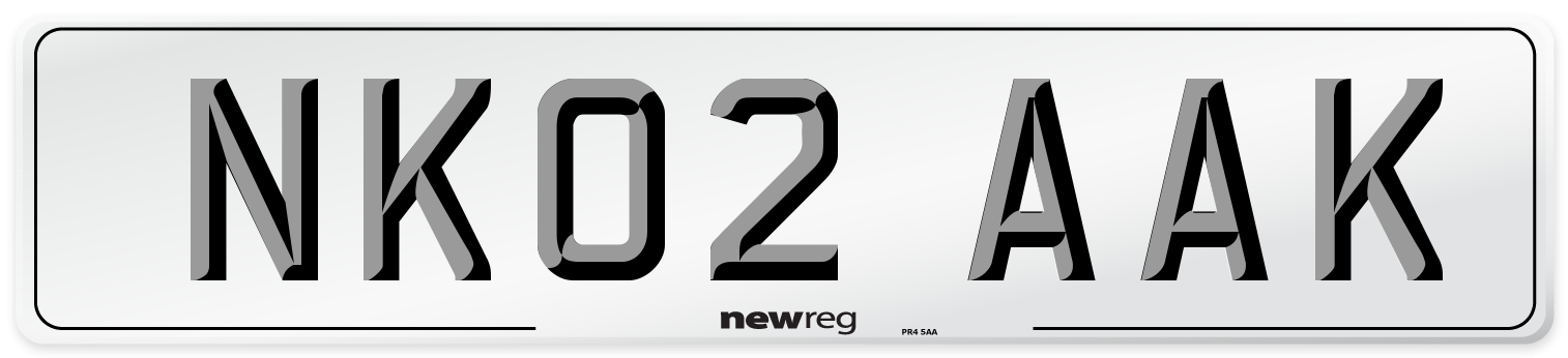 NK02 AAK Front Number Plate