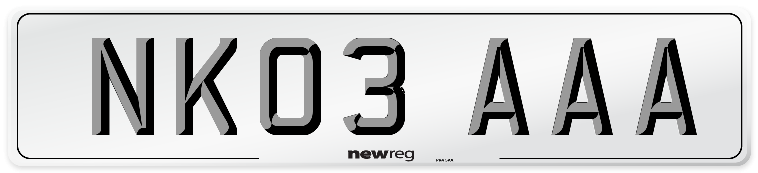 NK03 AAA Front Number Plate