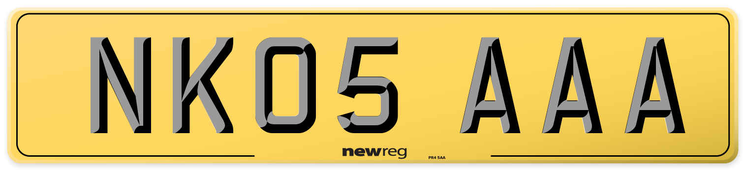 NK05 AAA Rear Number Plate