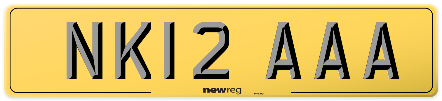 NK12 AAA Rear Number Plate