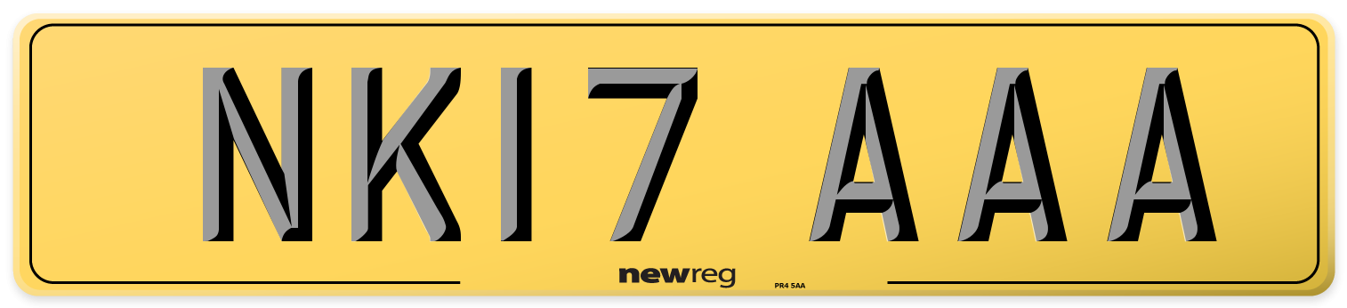 NK17 AAA Rear Number Plate