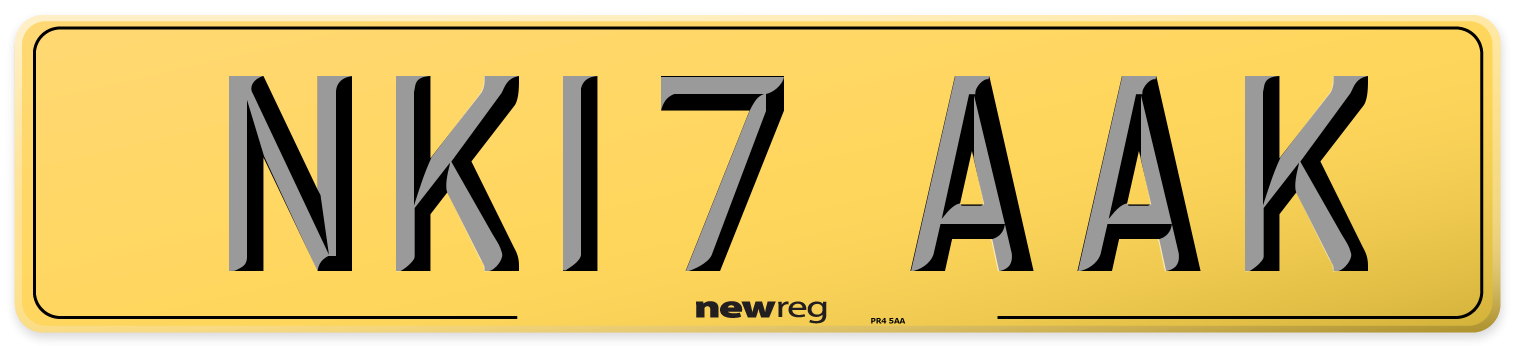 NK17 AAK Rear Number Plate