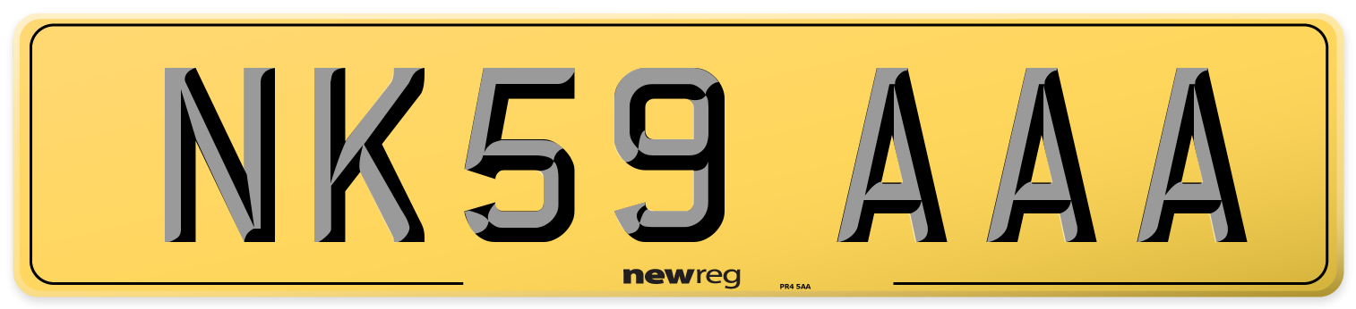 NK59 AAA Rear Number Plate