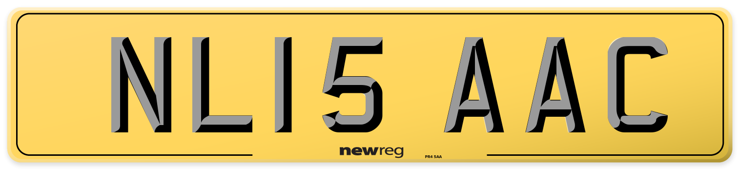 NL15 AAC Rear Number Plate
