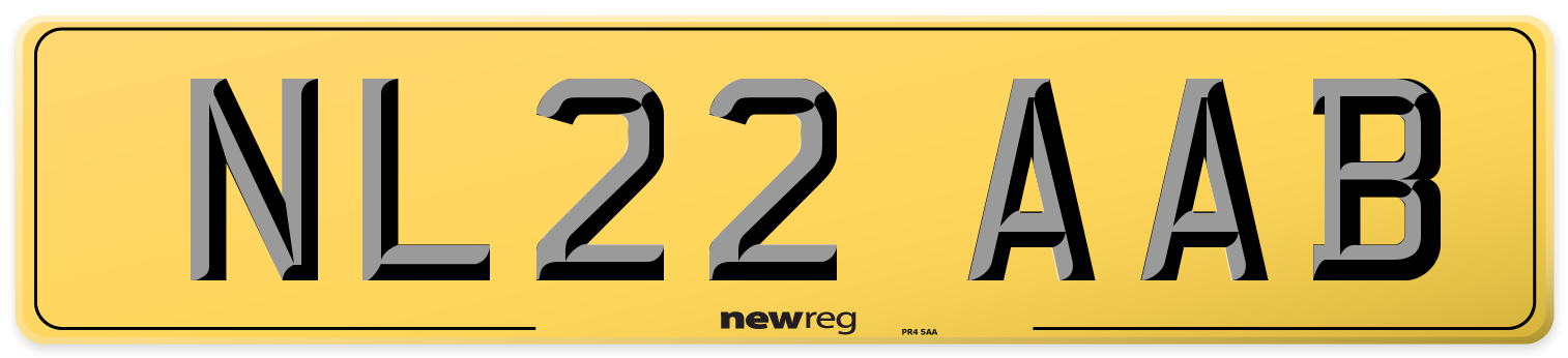 NL22 AAB Rear Number Plate