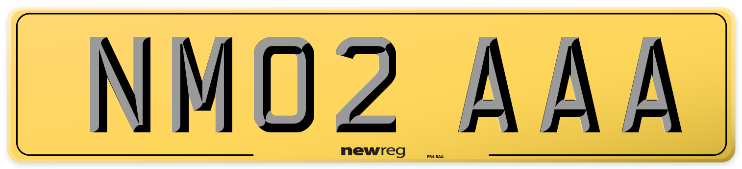 NM02 AAA Rear Number Plate