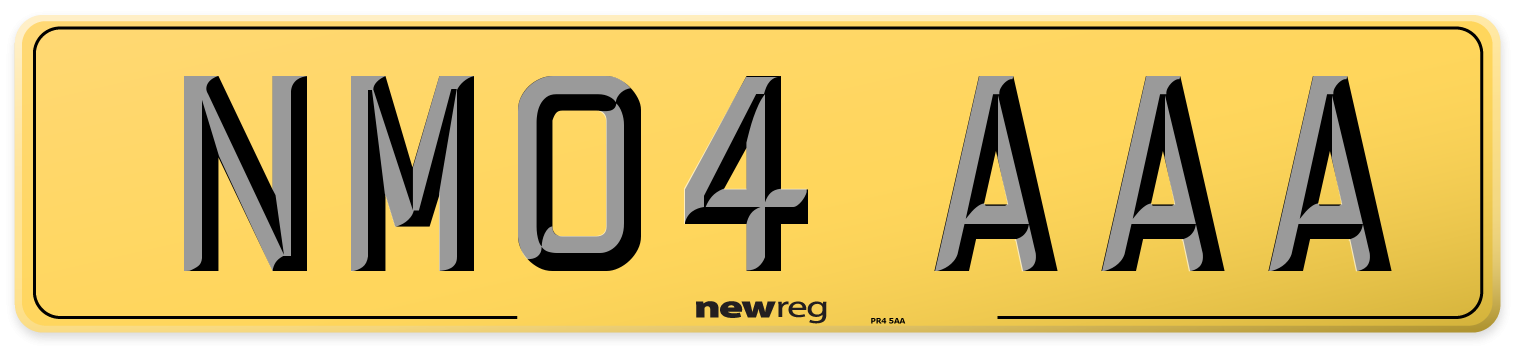 NM04 AAA Rear Number Plate