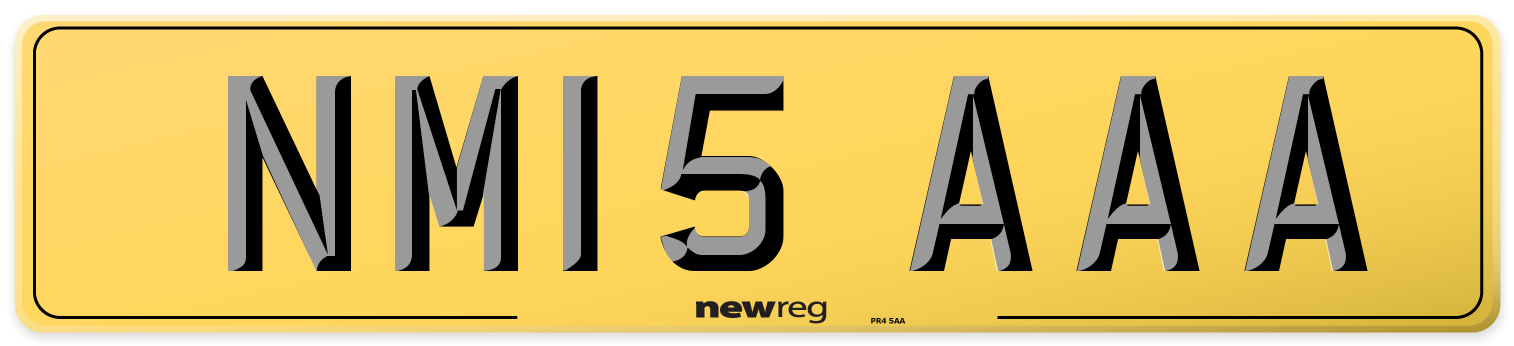 NM15 AAA Rear Number Plate