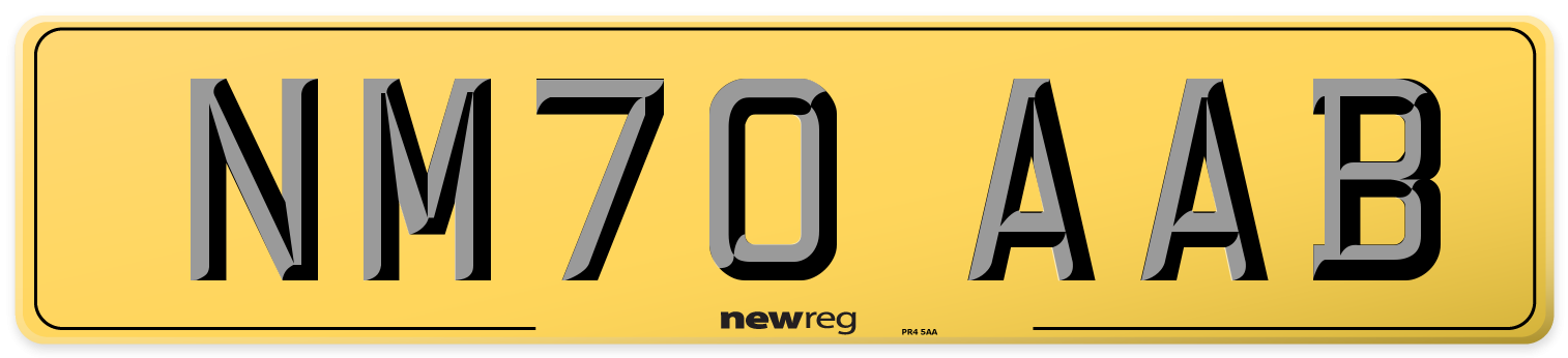 NM70 AAB Rear Number Plate