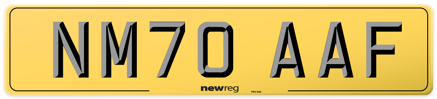 NM70 AAF Rear Number Plate