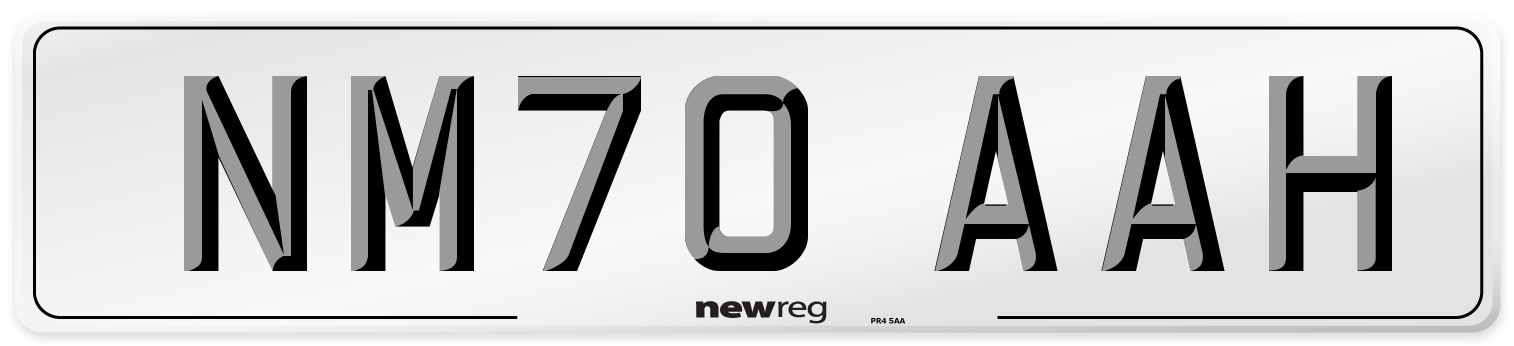 NM70 AAH Front Number Plate