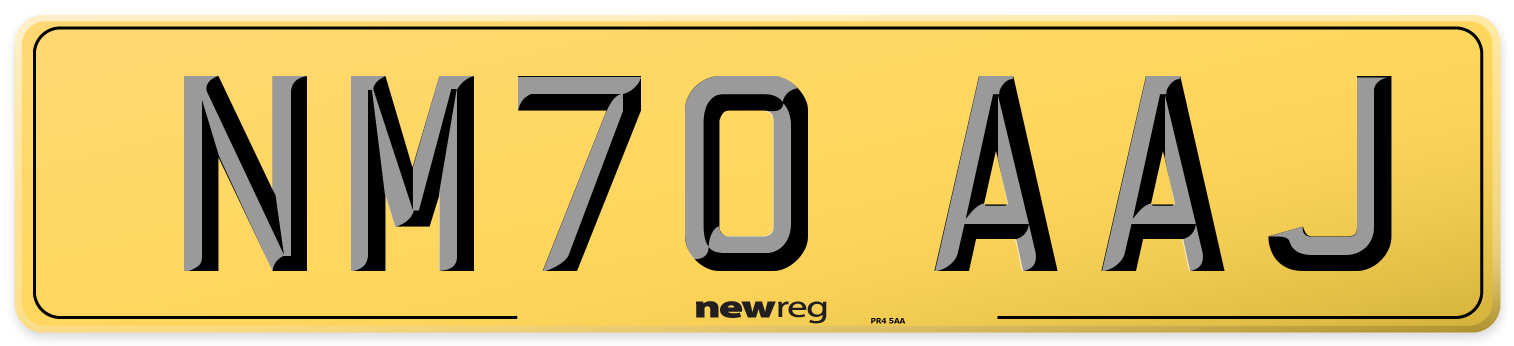 NM70 AAJ Rear Number Plate