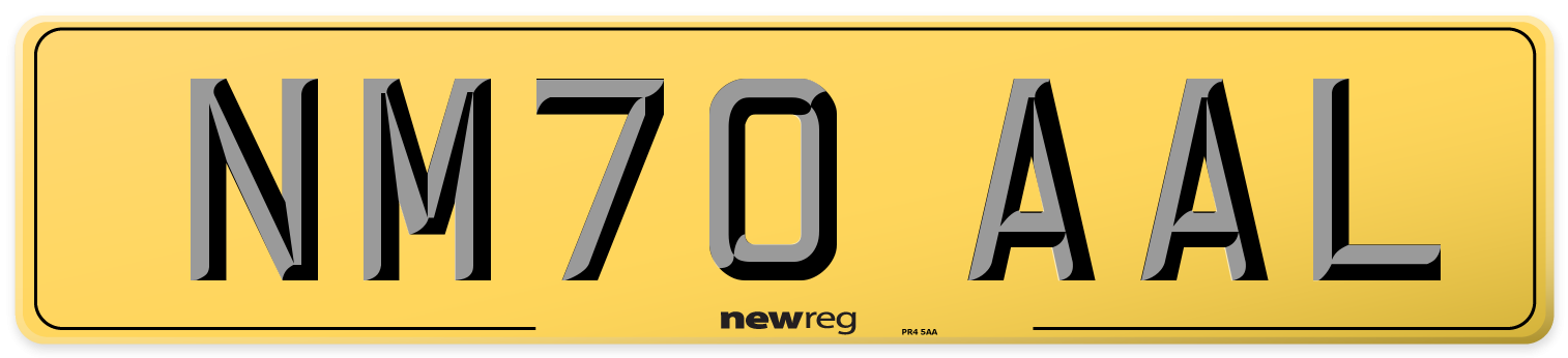 NM70 AAL Rear Number Plate