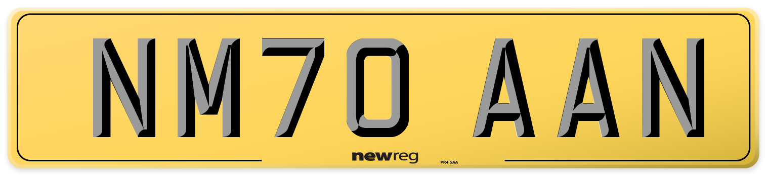 NM70 AAN Rear Number Plate
